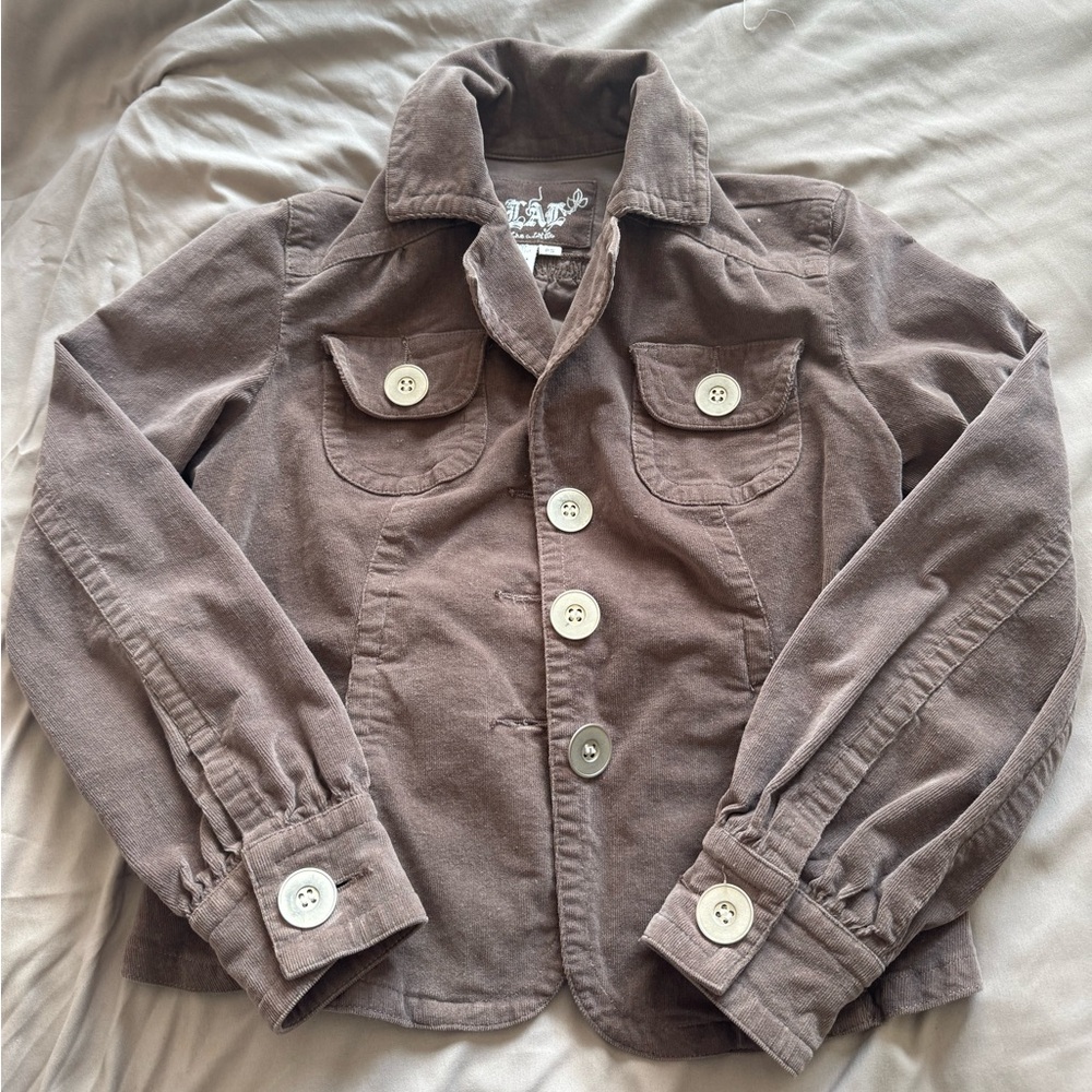 Women's Brown Corduroy Button-Front Jacket